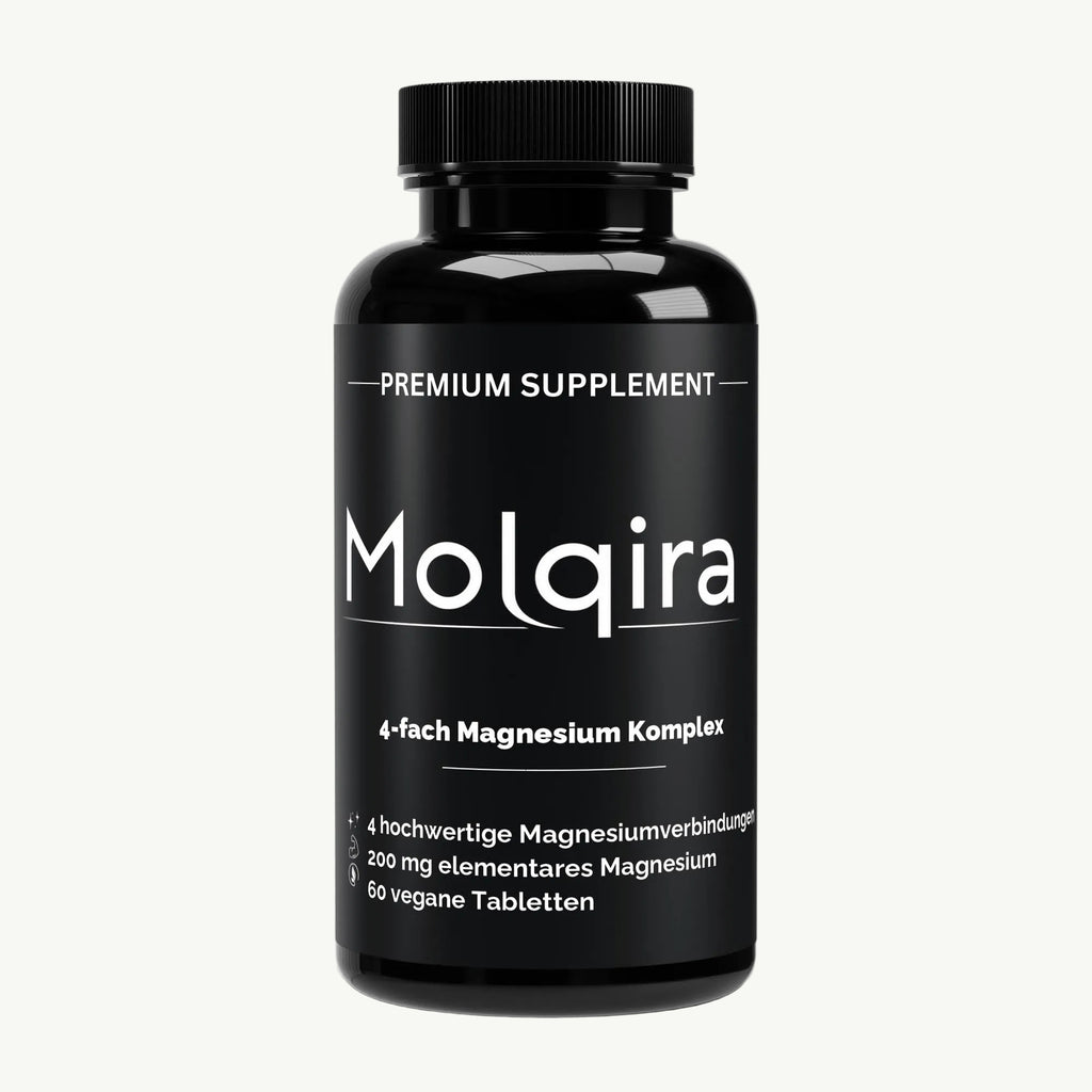 Molqira Magnesium 4-fach Komplex – 60 vegane Tabletten, Vorderansicht