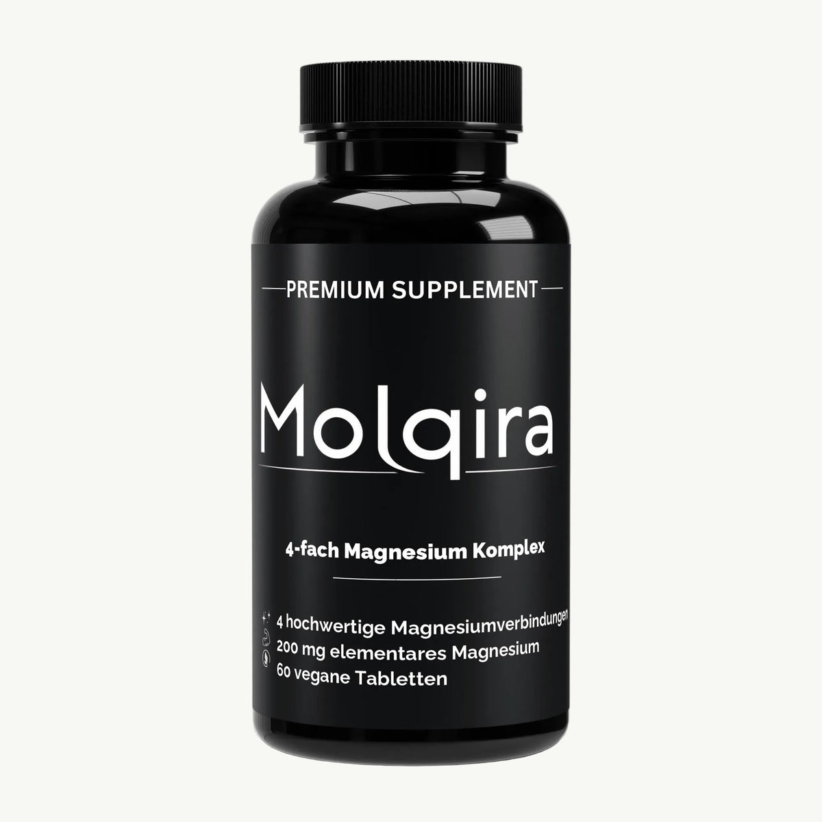 Molqira Magnesium 4-fach Komplex – 60 vegane Tabletten, Vorderansicht