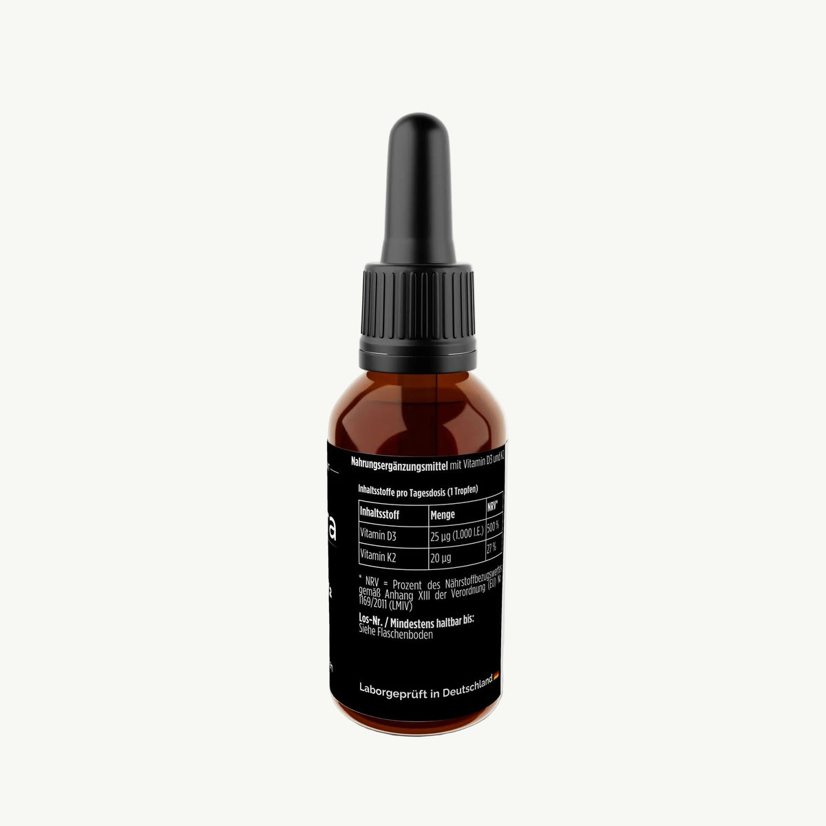 Molqira Vitamin D3 + K2 Tropfen 1.000 I.E. – 50 ml, seitliche Ansicht
